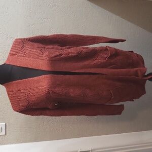 SO Rust Open Front Cardigan Sweater with Pockets